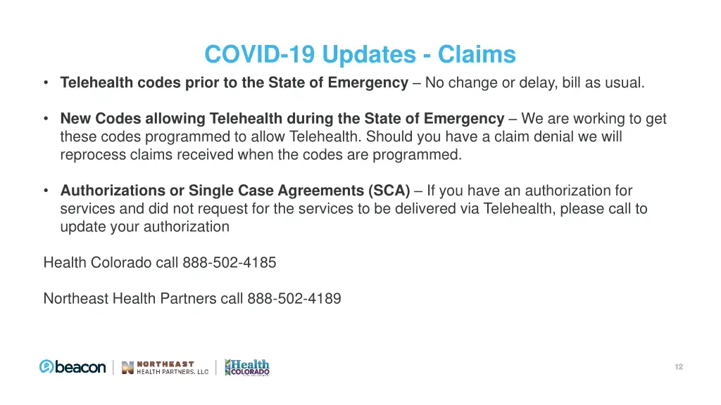 covid 19 updates claims