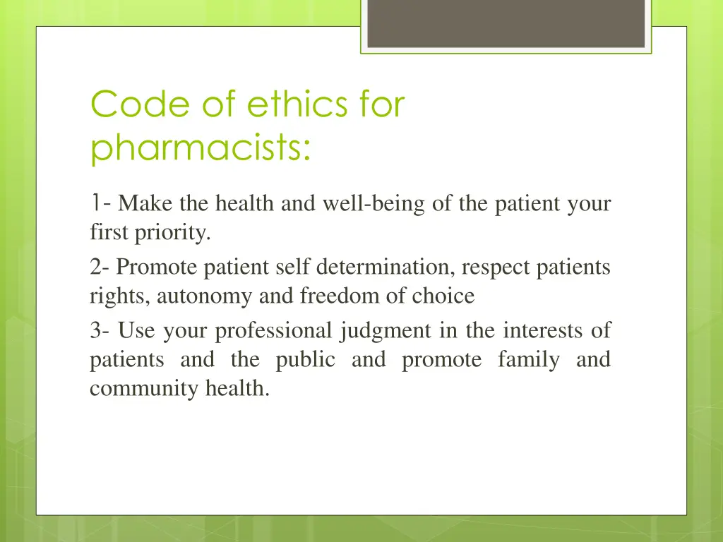 code of ethics for pharmacists