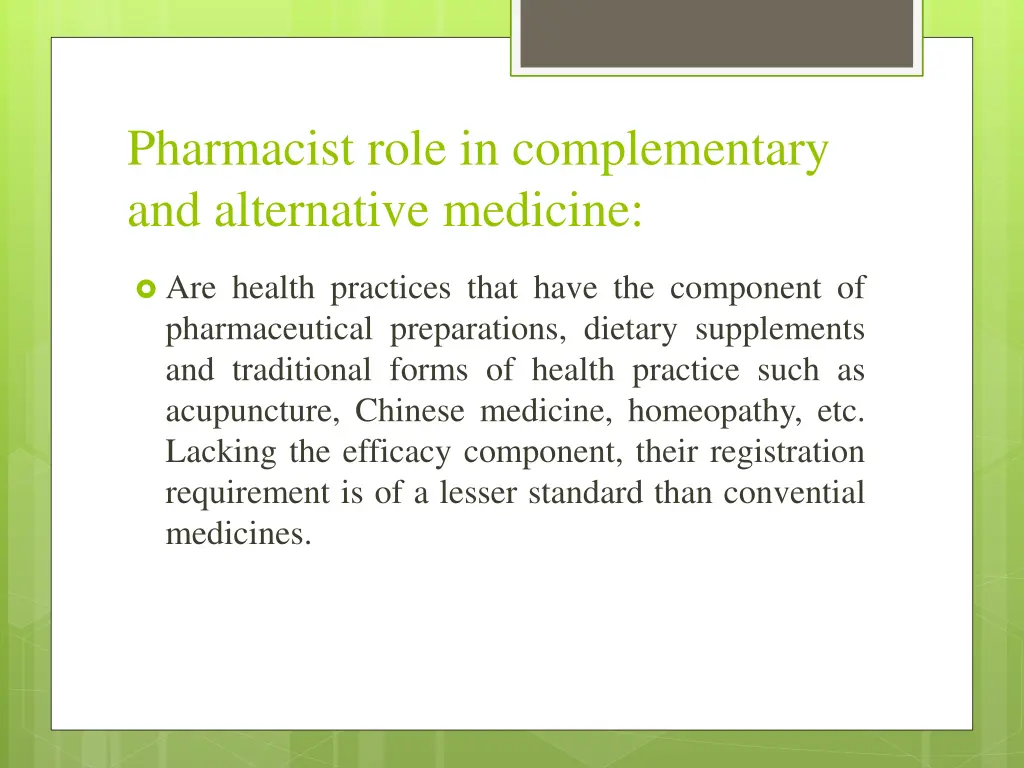 pharmacist role in complementary and alternative