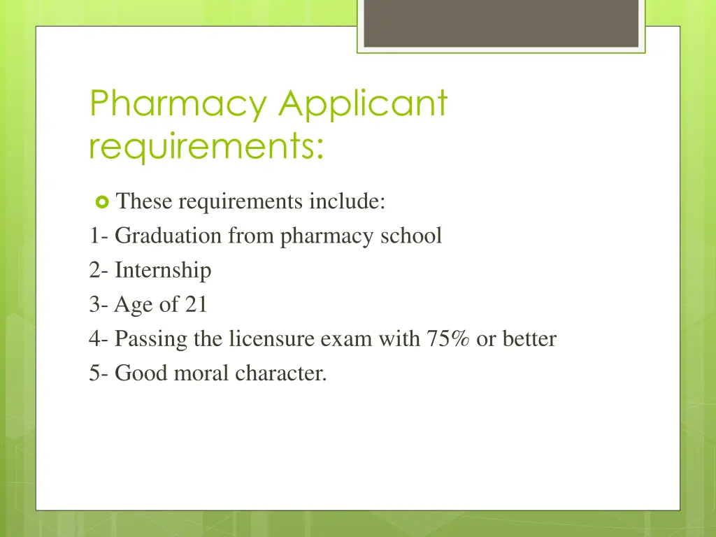pharmacy applicant requirements