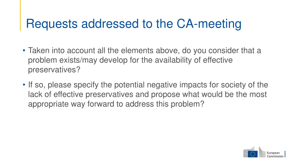 requests addressed to the ca meeting