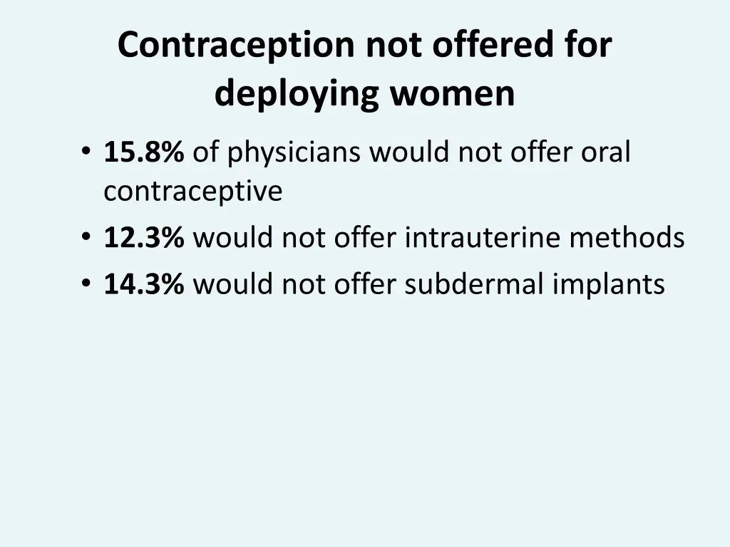 contraception not offered for deploying women