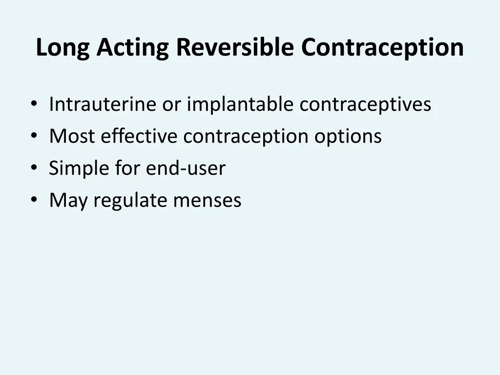 long acting reversible contraception