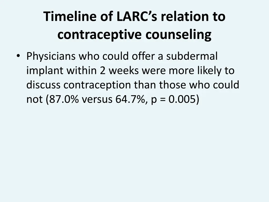 timeline of larc s relation to contraceptive