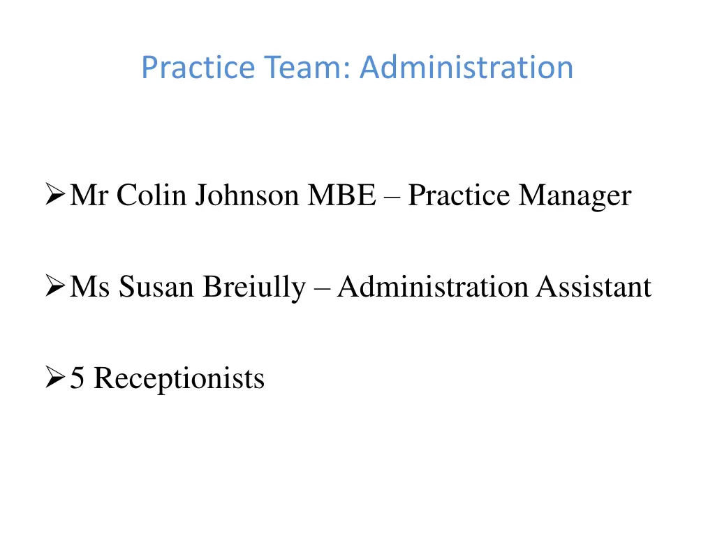 practice team administration