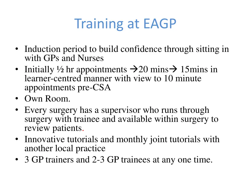 training at eagp
