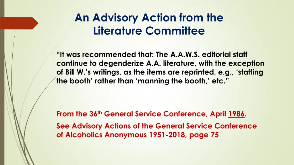 an advisory action from the literature committee 1