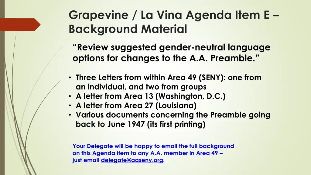 grapevine la vina agenda item e background