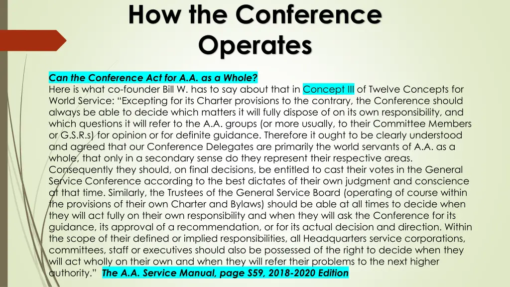 how the conference operates 1