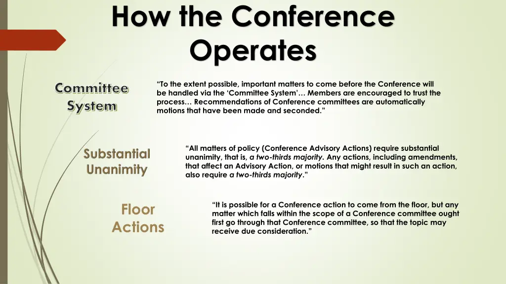 how the conference operates
