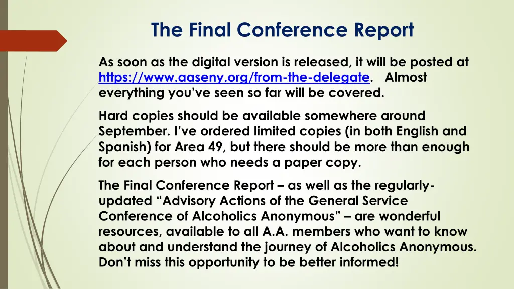 the final conference report