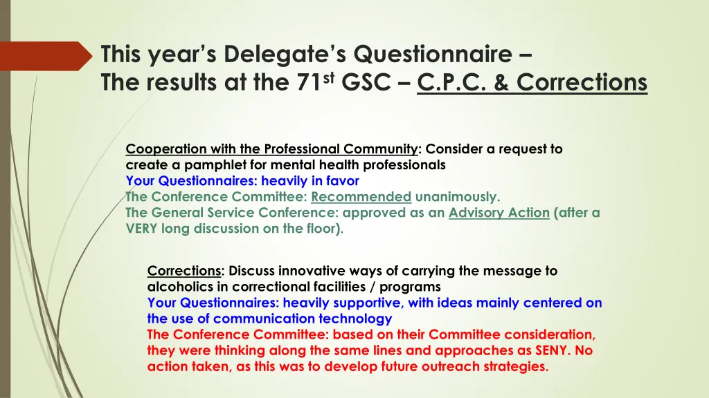 this year s delegate s questionnaire the results 1