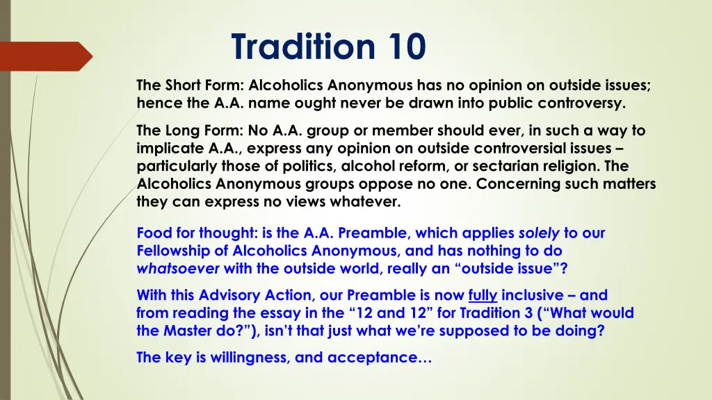 tradition 10 1