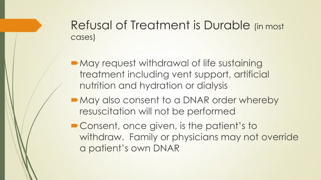 refusal of treatment is durable in most cases