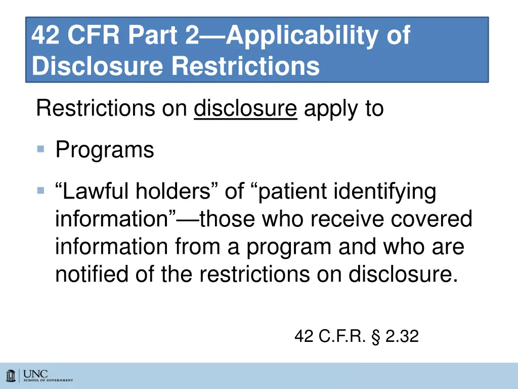 42 cfr part 2 applicability of disclosure