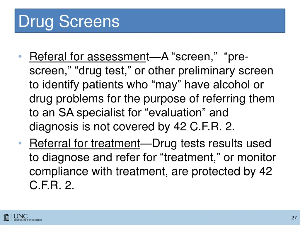 drug screens