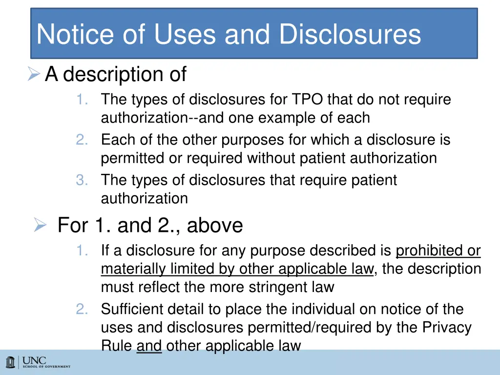 notice of uses and disclosures