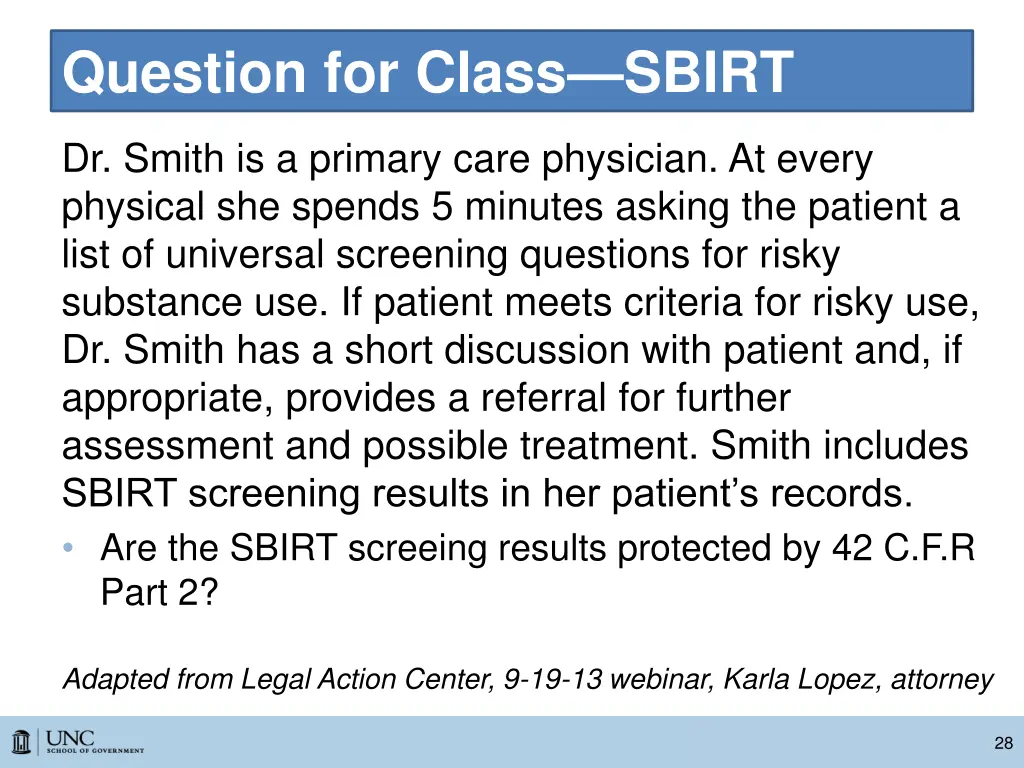 question for class sbirt