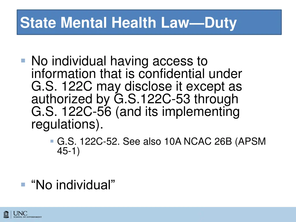 state mental health law duty