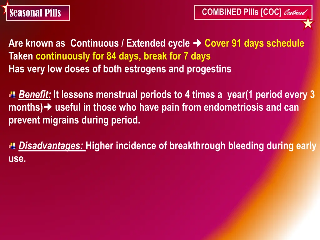 combined pills coc continued combined pills