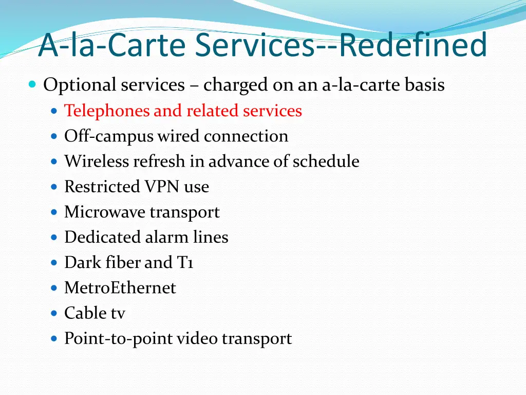 a la carte services redefined