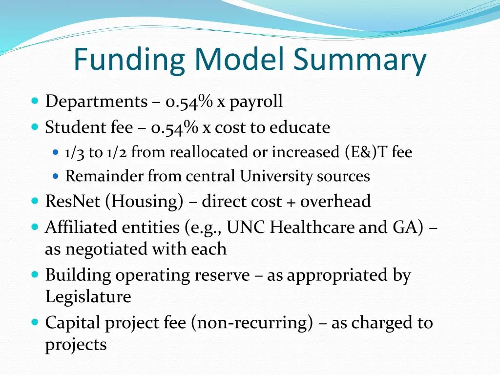 funding model summary