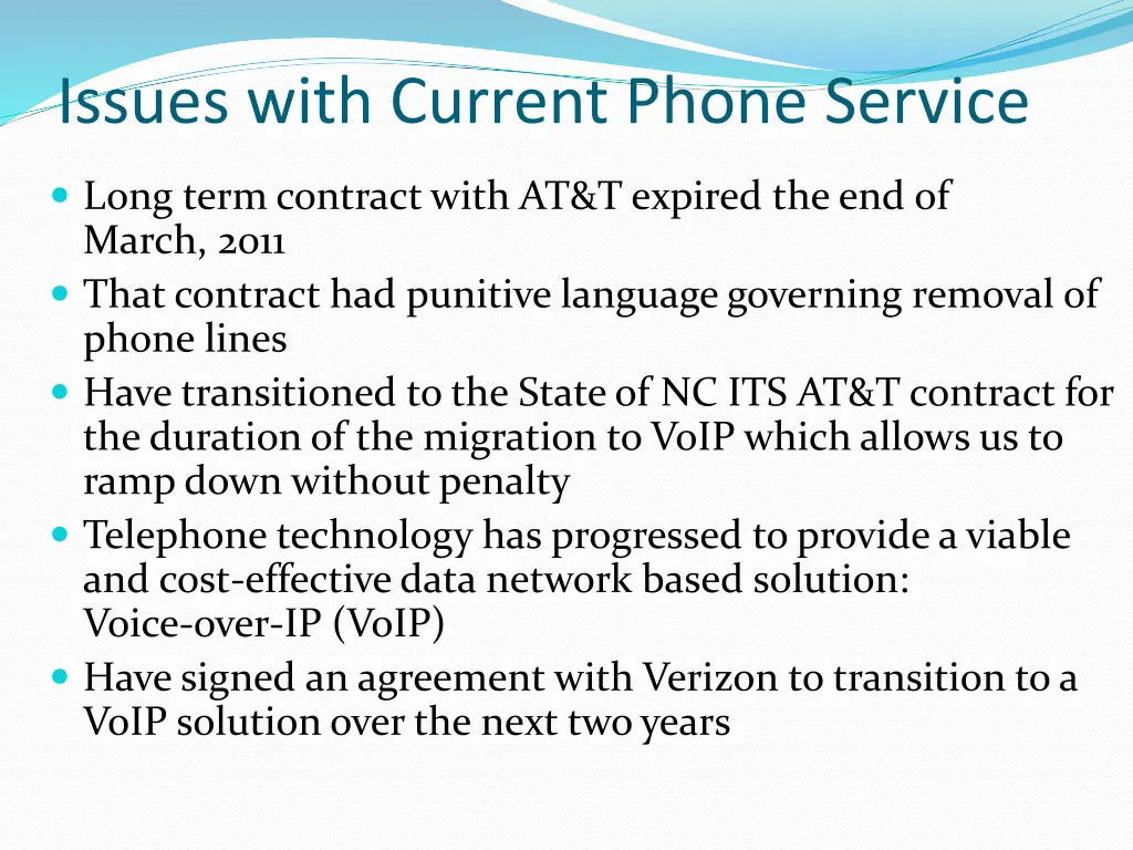 issues with current phone service