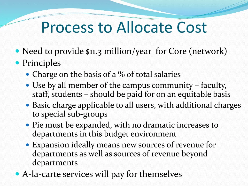 process to allocate cost