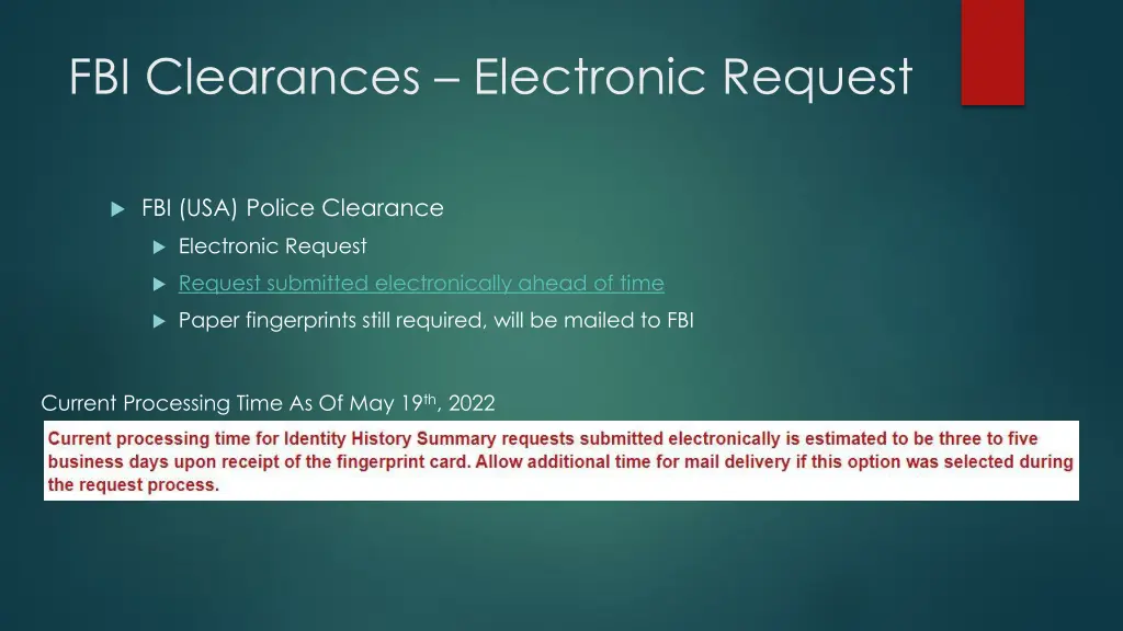 fbi clearances electronic request