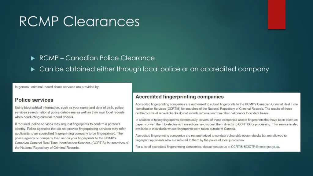 rcmp clearances