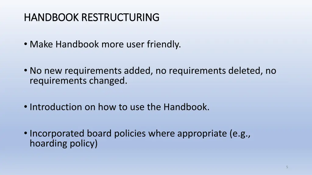handbook restructuring handbook restructuring