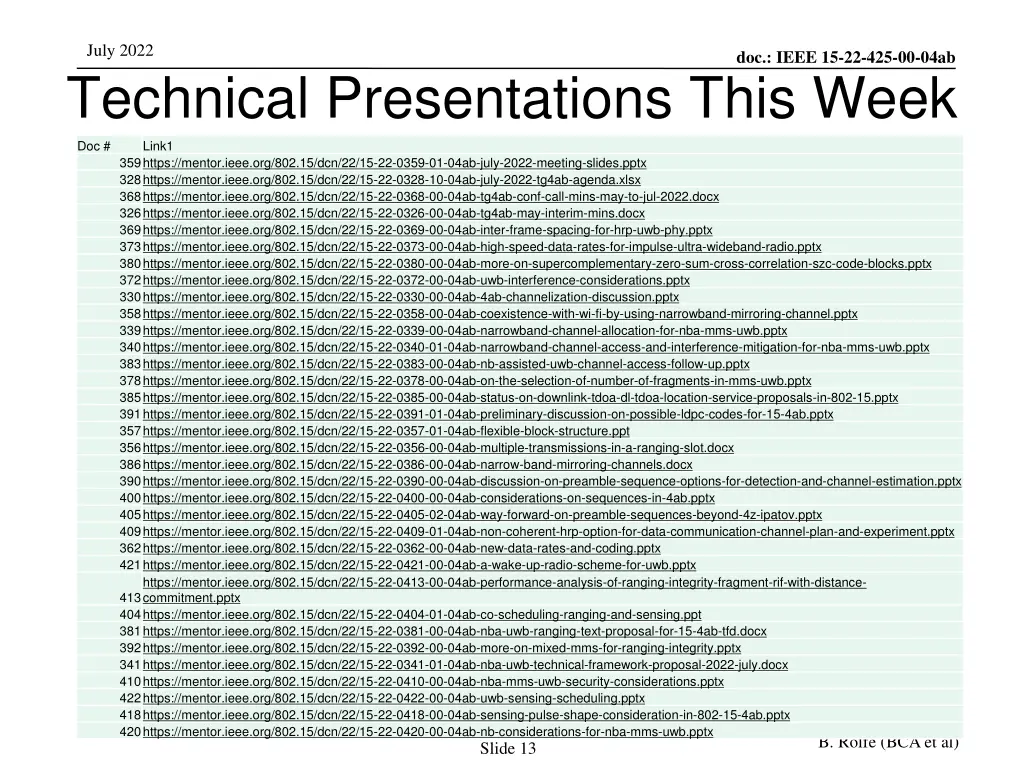 july 2022 technical presentations this week 1