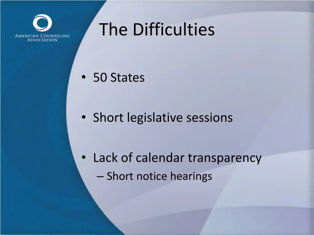 the difficulties