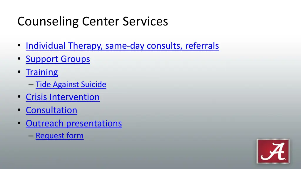 counseling center services