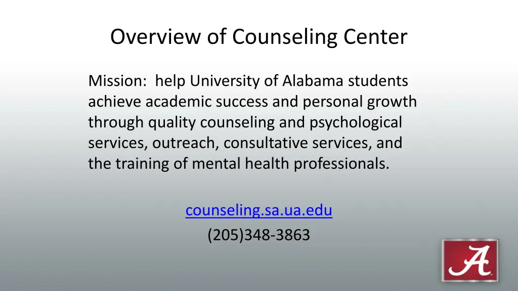 overview of counseling center
