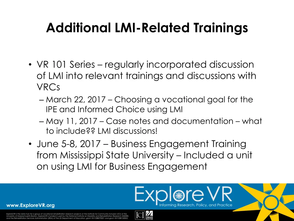 additional lmi related trainings