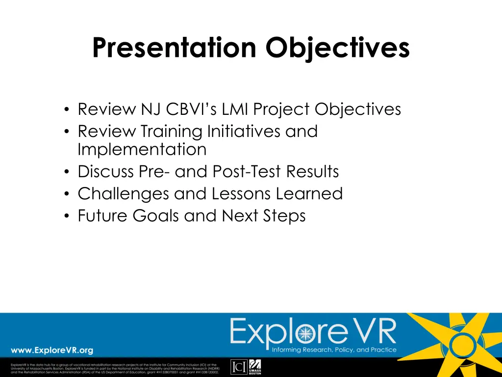 presentation objectives