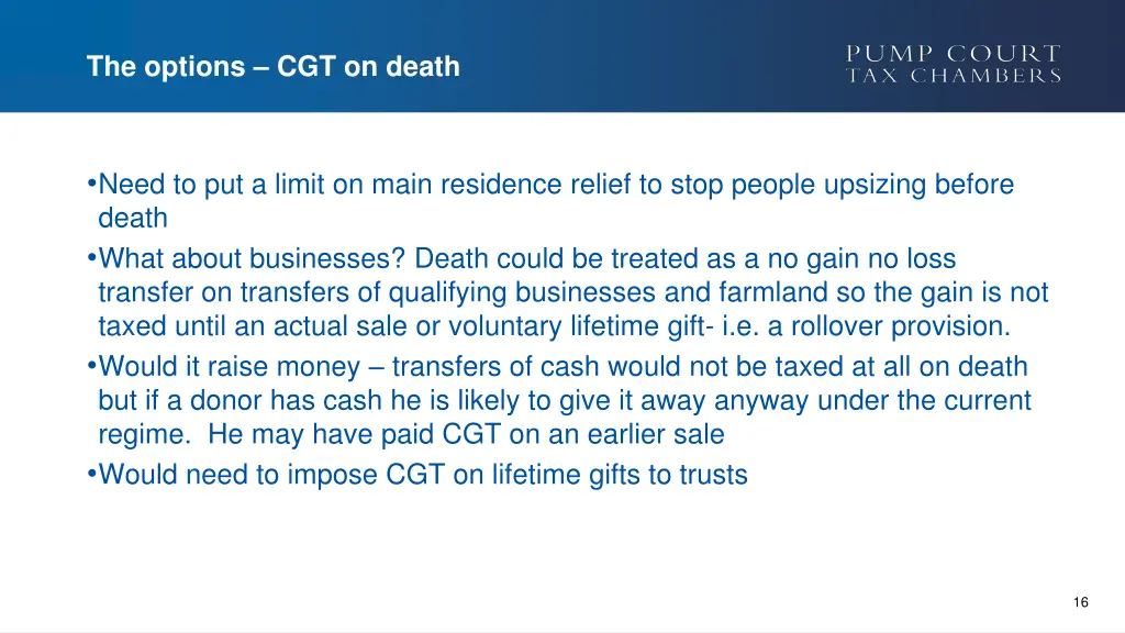 the options cgt on death