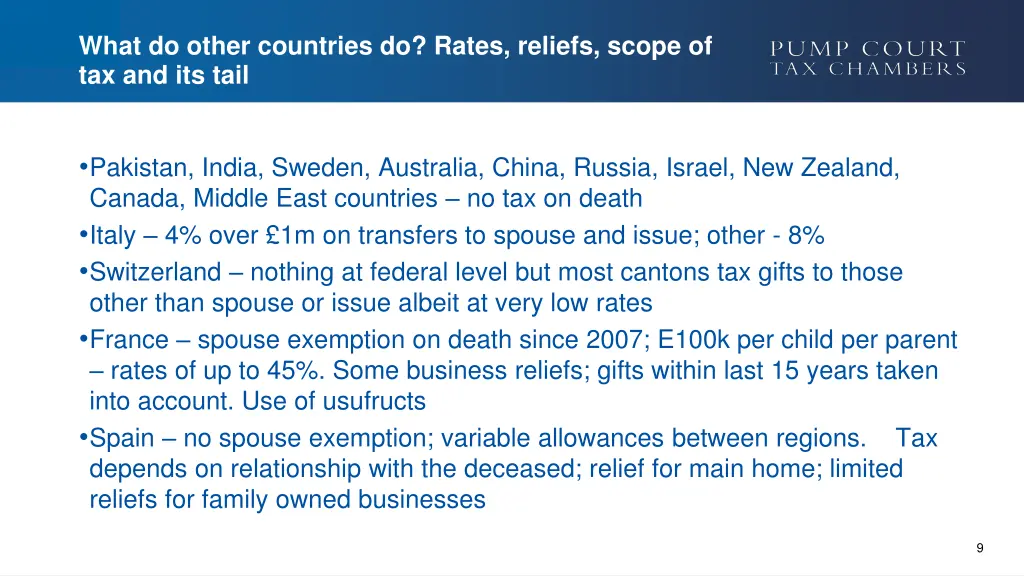 what do other countries do rates reliefs scope