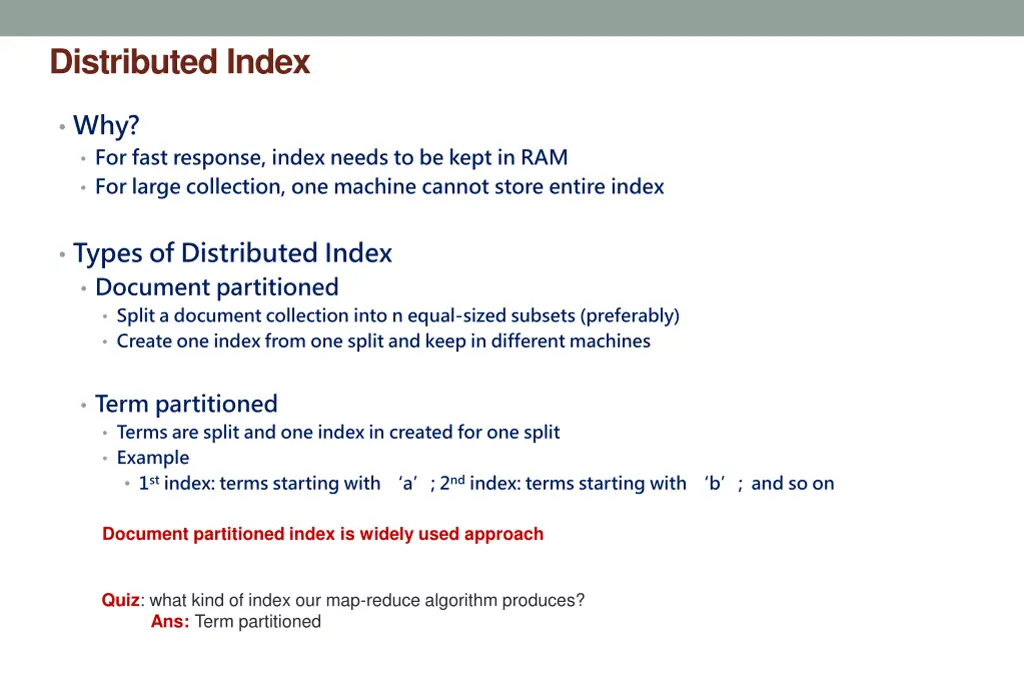 distributed index