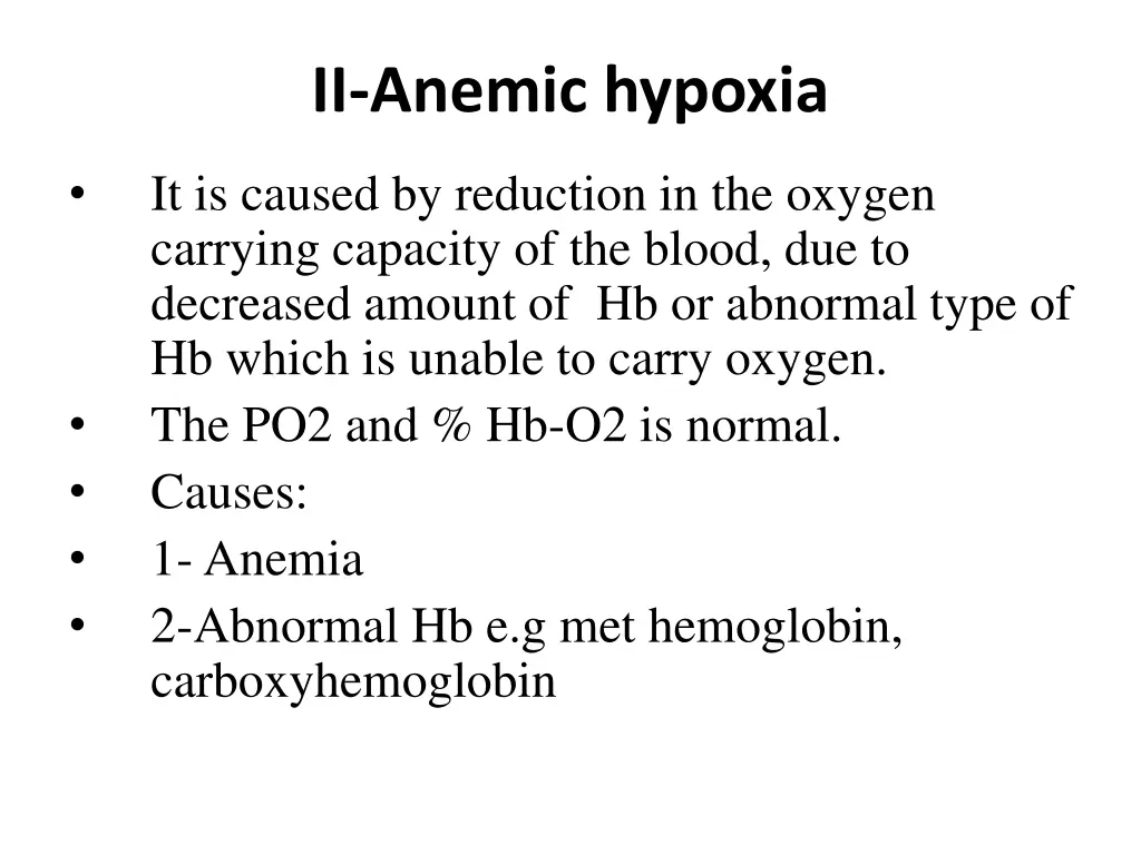 ii anemic hypoxia
