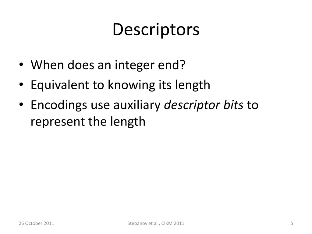 descriptors