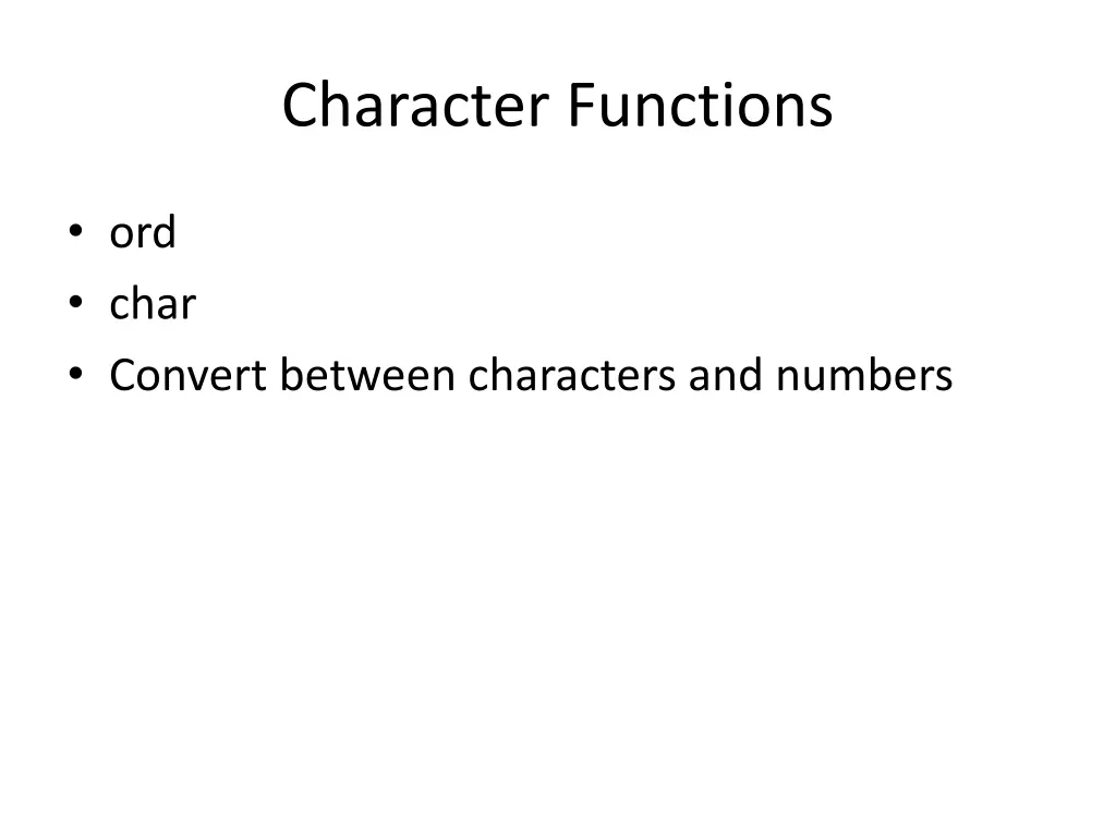 character functions