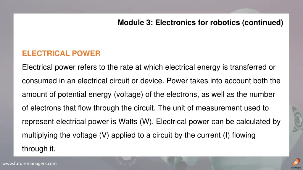module 3 electronics for robotics continued