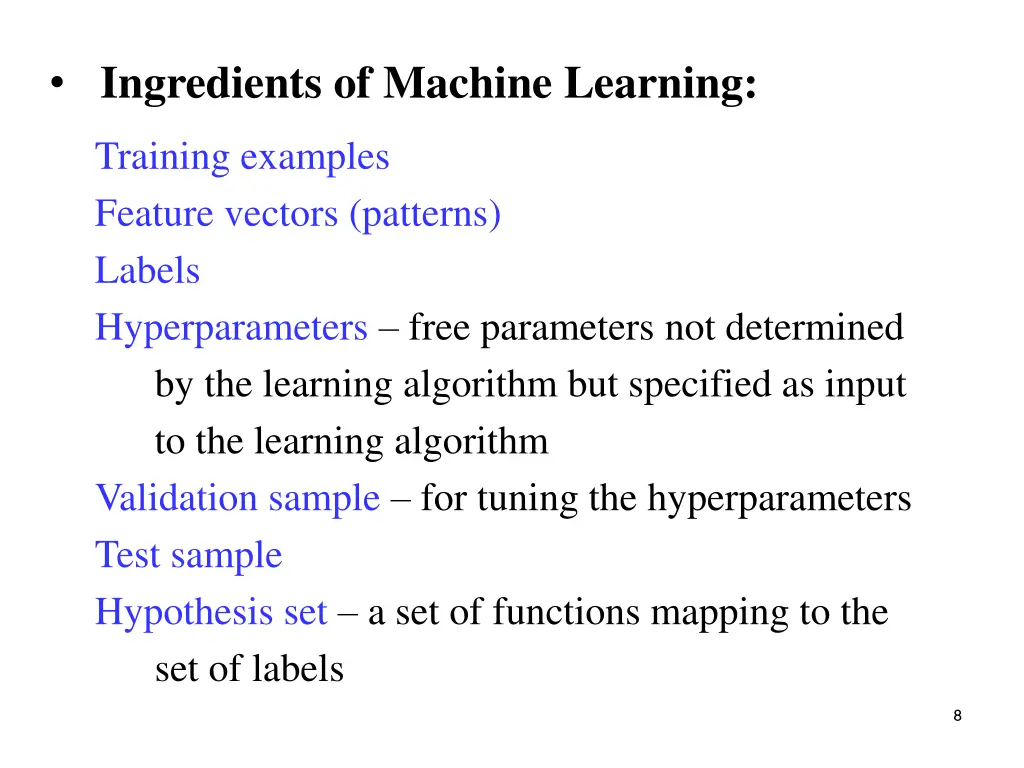 ingredients of machine learning