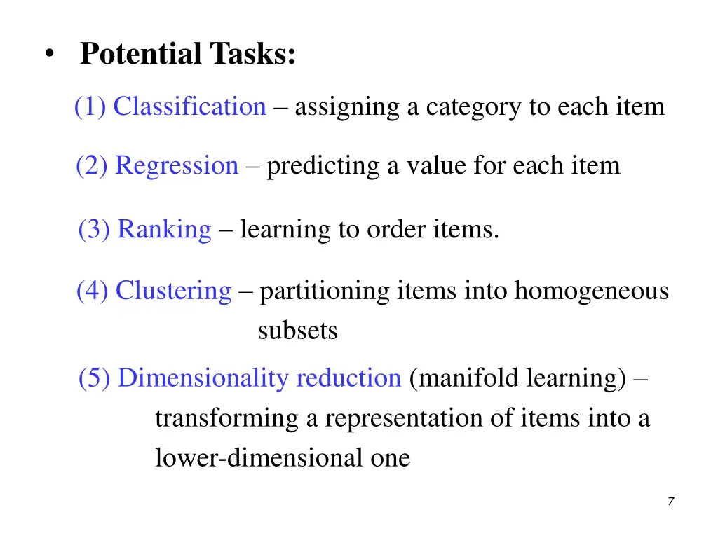 potential tasks