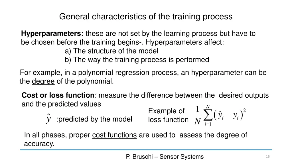 general characteristics of the training process