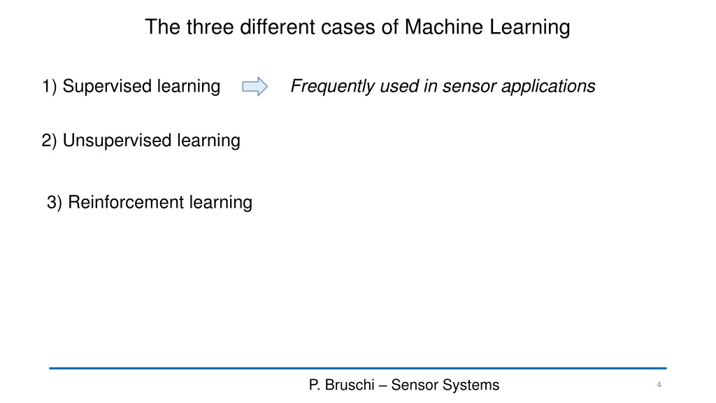 the three different cases of machine learning