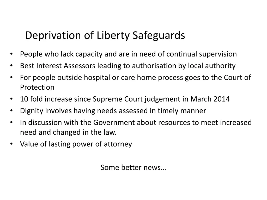 deprivation of liberty safeguards