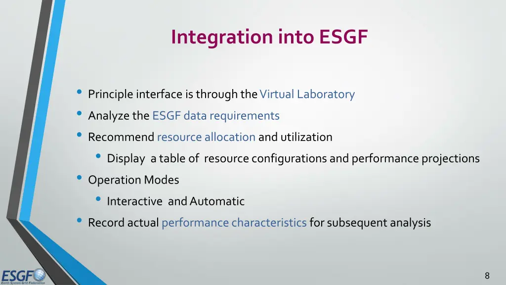 integration into esgf